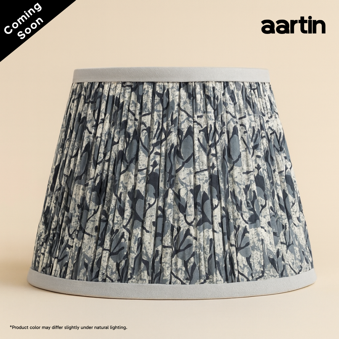 AARTIN 30 CM STORMY BLOOMS STRAIGHT EMPIRE GATHERED LAMPSHADE IN COTTON