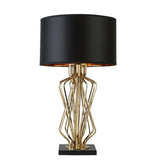 Ethan Table Lamp - Gold Metal, Black Marble & Black Fabric - Comet Lighting