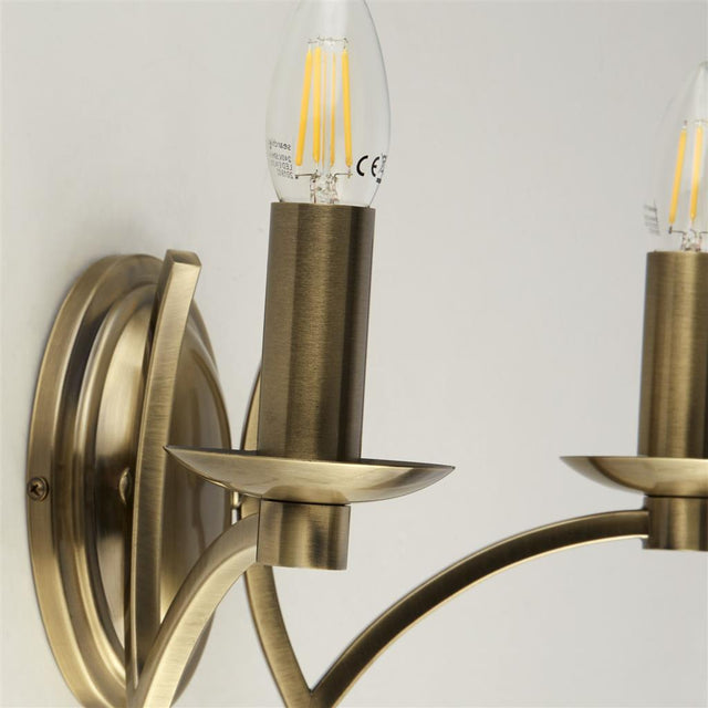 Colaton 2Lt Wall Light Antique Brass w/ Pull Cord