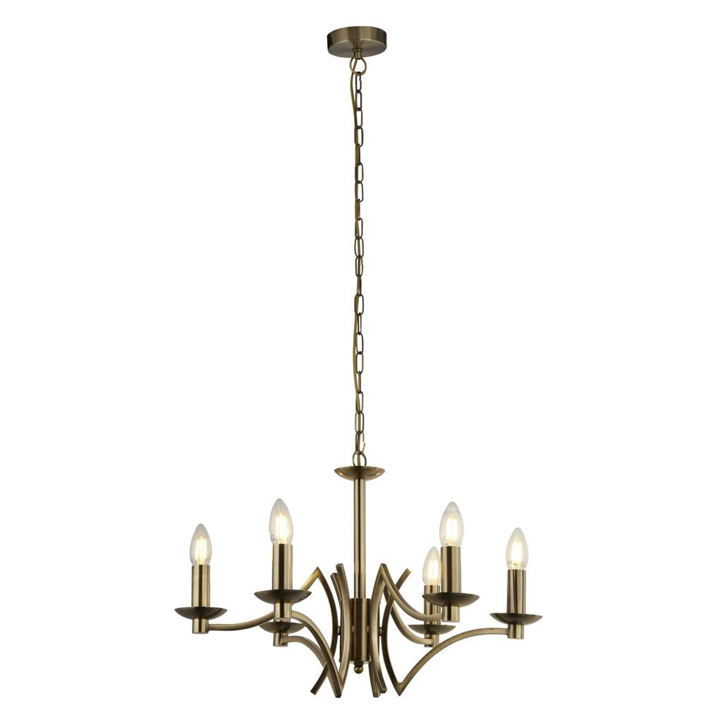 Colaton 6Lt Pendant Ceiling Light Antique Brass