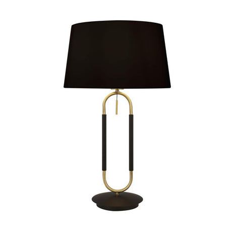 Searchlight Jazz Table Lamp - Satin Brass, Black & Black Velvet Shade