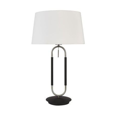 Searchlight Jazz Table Lamp - Satin Silver, Black & White Velvet Shade
