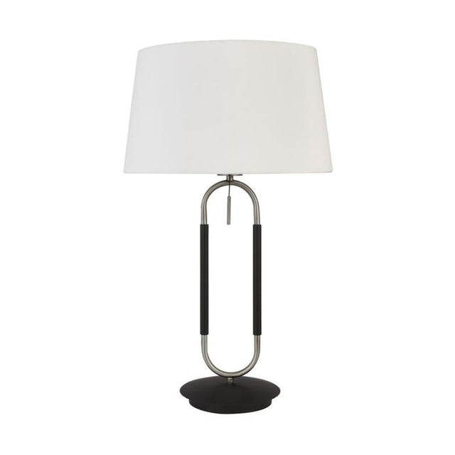 Searchlight Jazz Table Lamp - Satin Silver, Black & White Velvet Shade