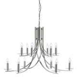 Ascona 12Lt Pendant - Satin Silver & Clear Glass Sconces