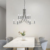 Ascona 12Lt Pendant - Satin Silver & Clear Glass Sconces