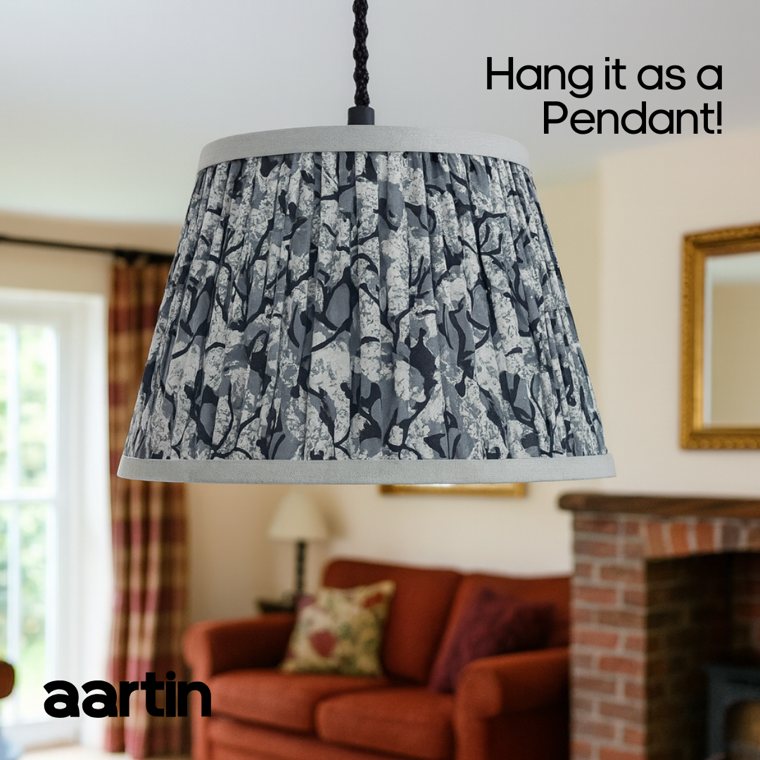 AARTIN 30 CM STORMY BLOOMS STRAIGHT EMPIRE GATHERED LAMPSHADE IN COTTON