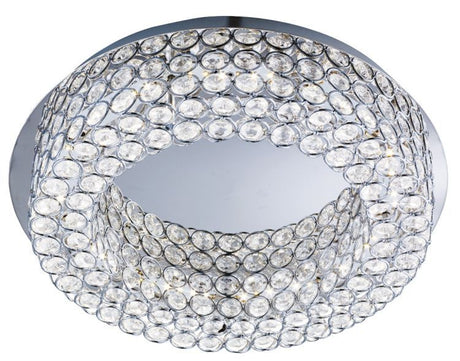 Searchlight Vesta Chrome 54 Ceiling Flush Light Crystal