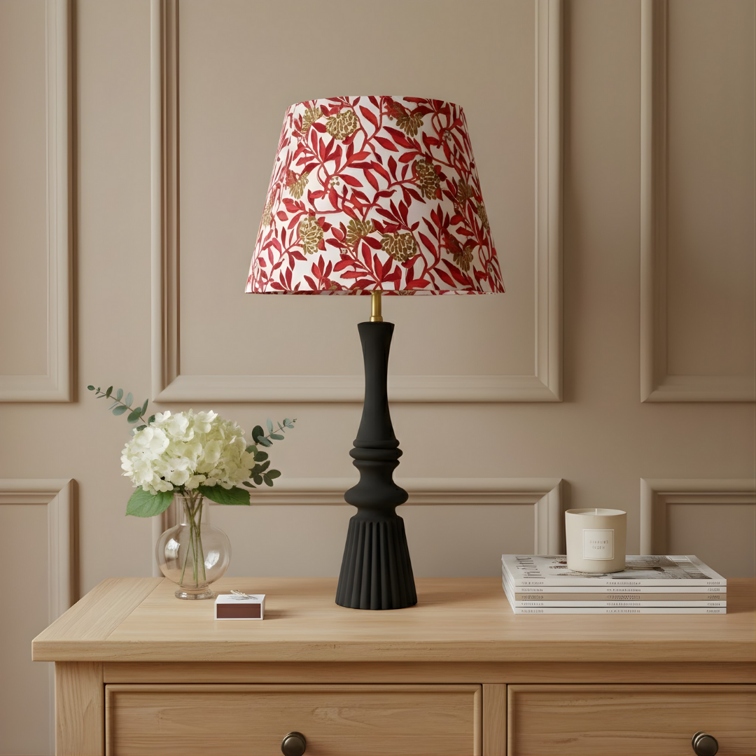 AARTIN Celestia Wood Table Lamp With Maple Blossom Lampshade