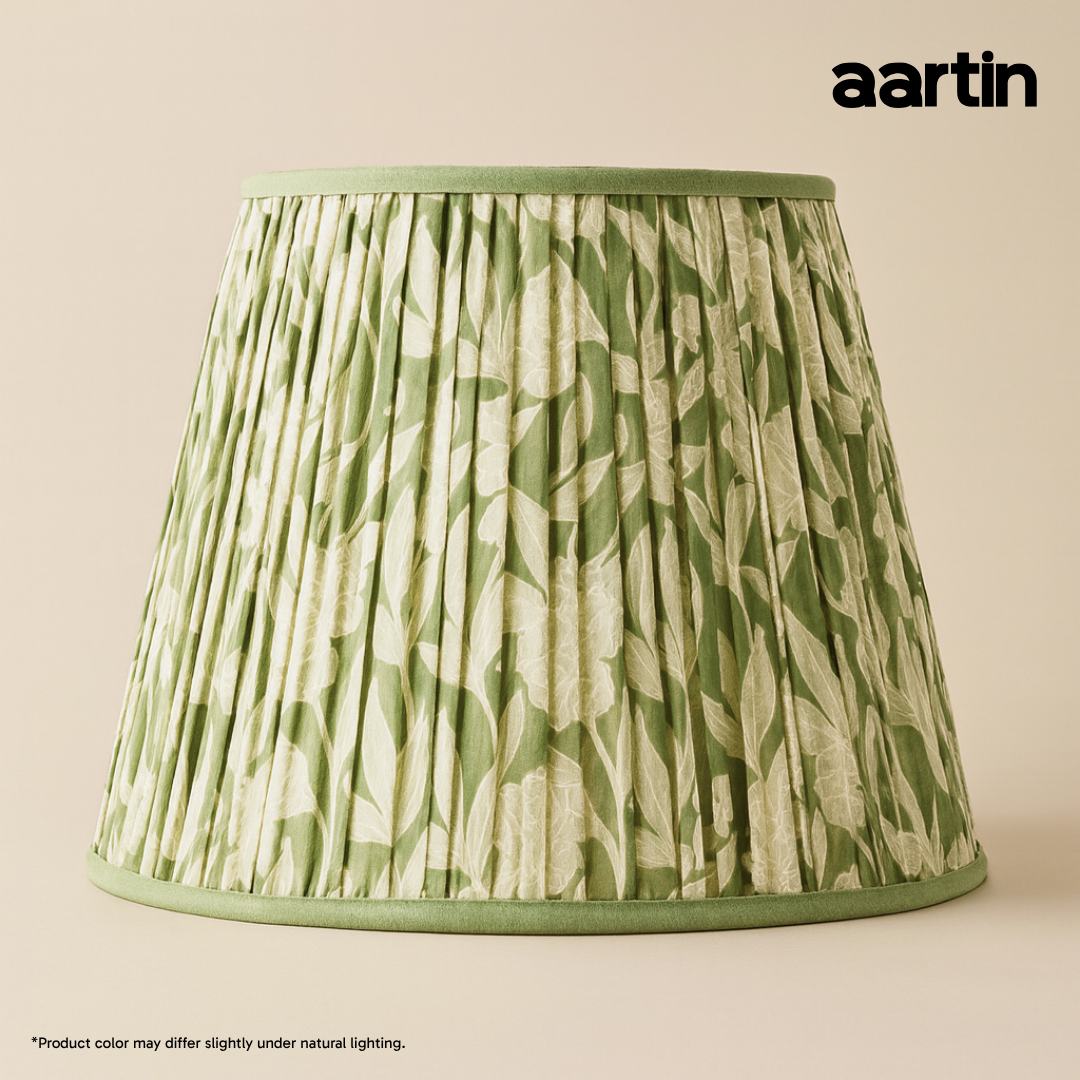 AARTIN 40 CM MINT BLOSSOM STRAIGHT EMPIRE GATHERED LAMPSHADE IN COTTON