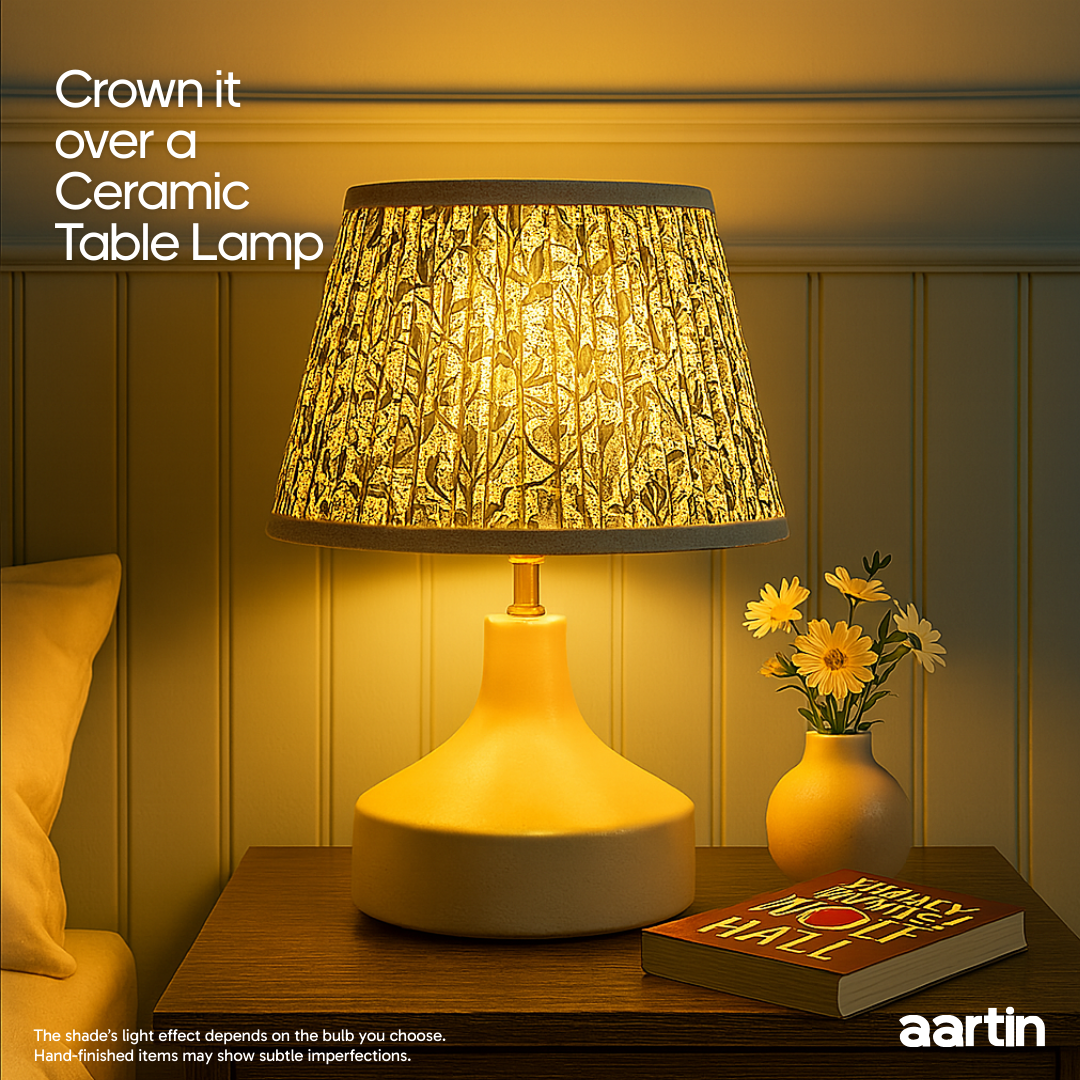 AARTIN 30 CM STORMY BLOOMS STRAIGHT EMPIRE GATHERED LAMPSHADE IN COTTON