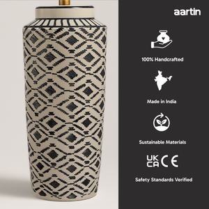 AARTIN WILLOW TABLE LAMP IN CERAMIC WITH IKAT PATTERN (BASE ONLY)