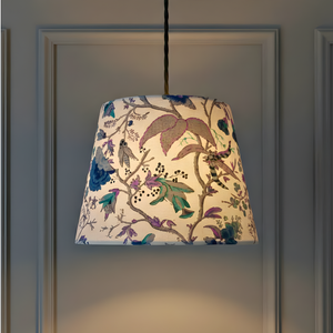 AARTIN 35 CM Grey Lilac Blooms Cotton Lampshade - Straight Empire ( Shade Only )