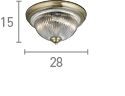 Searchlight American Diner Brass Flush Ribbed Glass