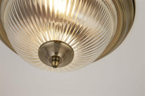 Searchlight American Diner Brass Flush Ribbed Glass - Comet Lighting