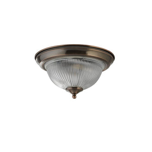 Searchlight American Diner Brass Flush Ribbed Glass - Comet Lighting