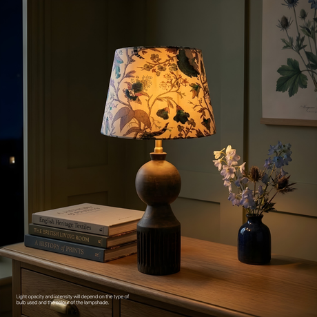 AARTIN 35 CM Grey Lilac Blooms Cotton Lampshade - Straight Empire ( Shade Only )