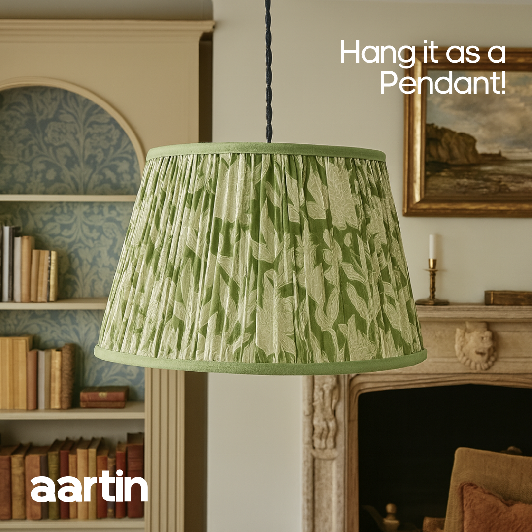 AARTIN 40 CM MINT BLOSSOM STRAIGHT EMPIRE GATHERED LAMPSHADE IN COTTON