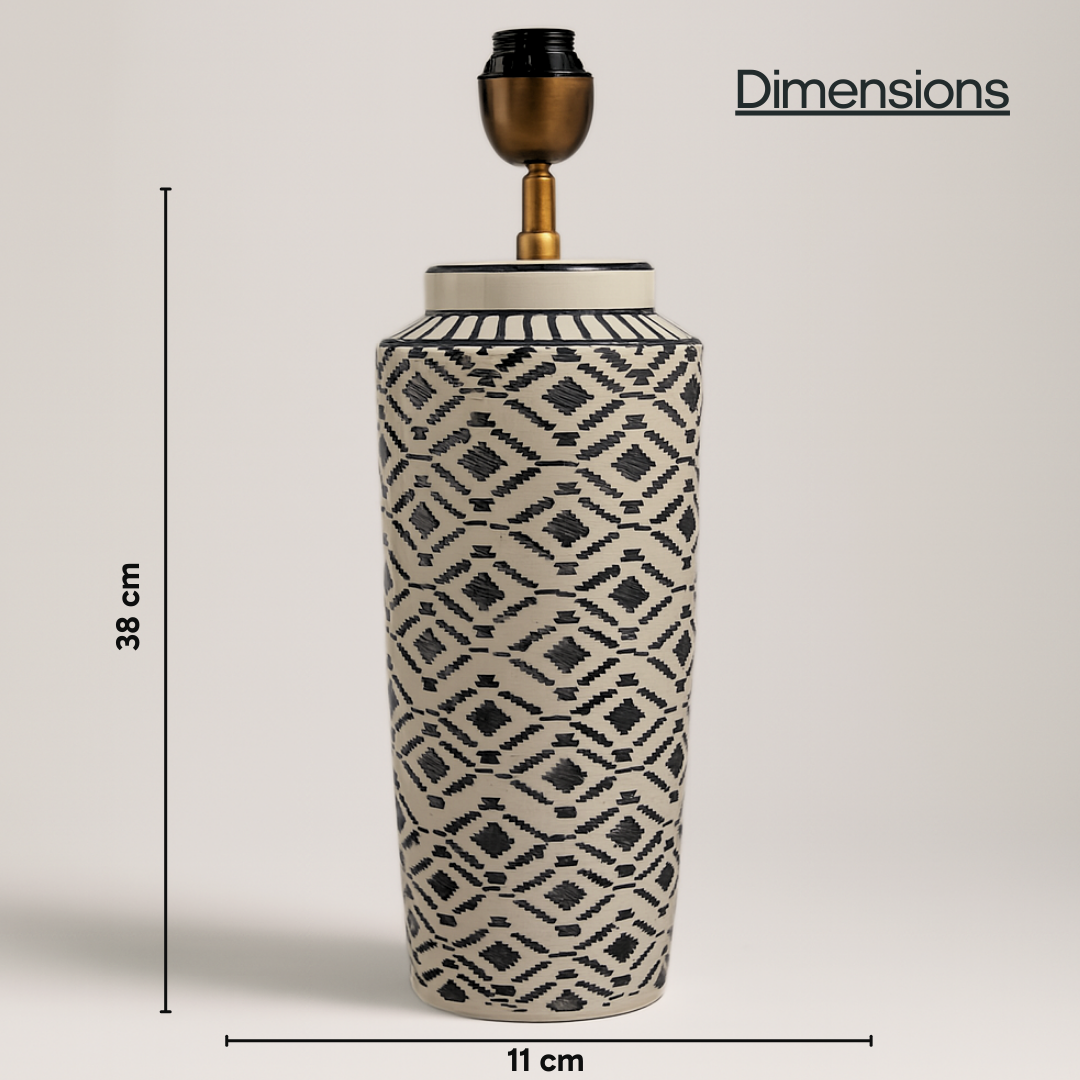 AARTIN WILLOW TABLE LAMP IN CERAMIC WITH IKAT PATTERN (BASE ONLY)