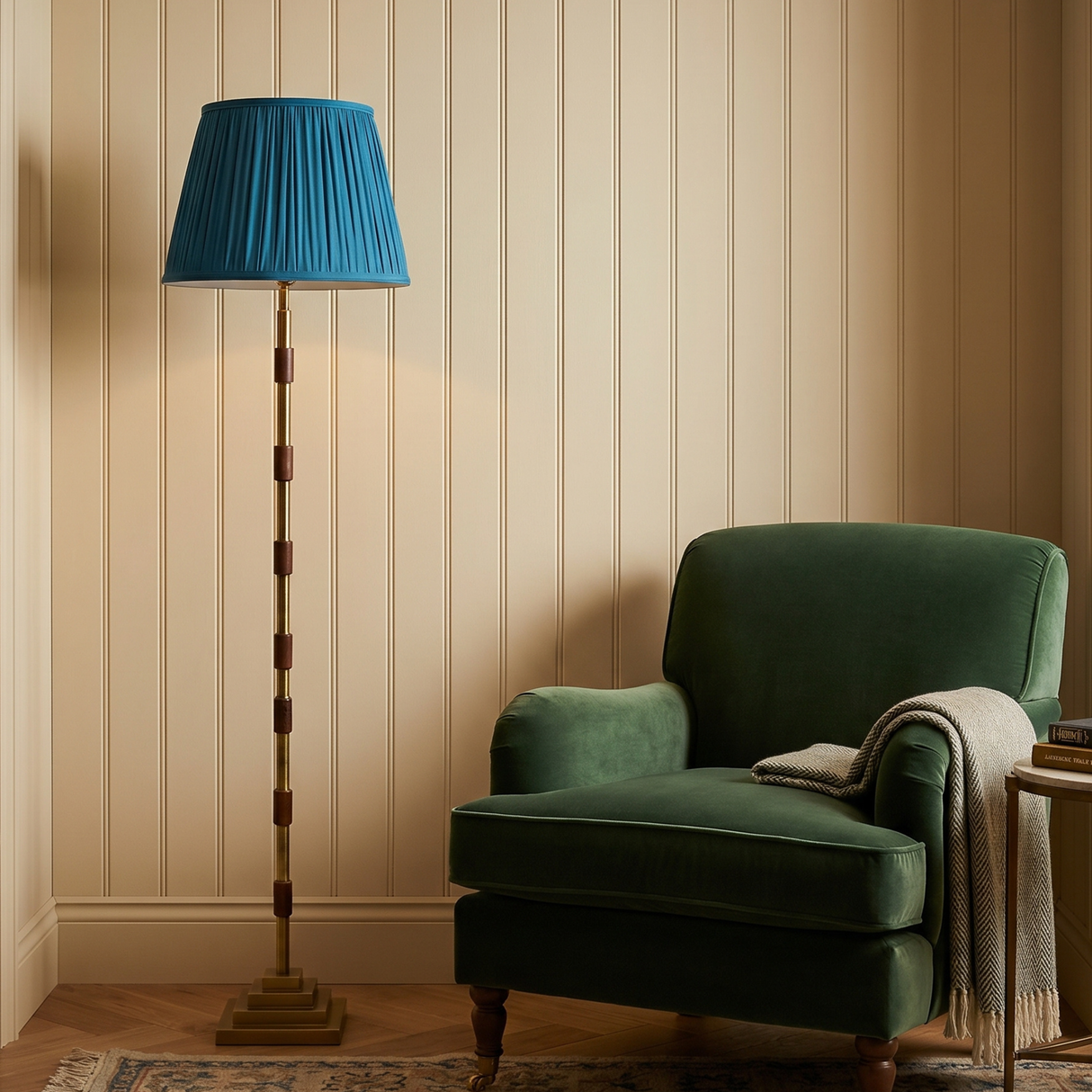 Blue Silk Lampshade