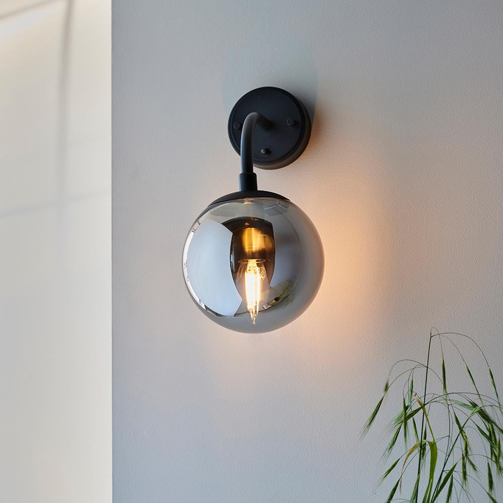 Yonne Wall Light Matt Black w/ Grey Tinted Glass