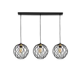 Culm 3Lt Bar Pendant Ceiling Light Black/Gold - Comet Lighting