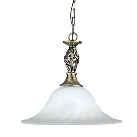 Searchlight Cameroon Brass Pendant Light Marble Glass Shade