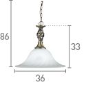 Searchlight Cameroon Brass Pendant Light Marble Glass Shade