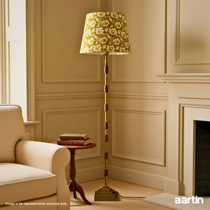AARTIN CLOVER FLOOR LAMP IN ANTIQUE BRASS & WOOD (BASE ONLY)
