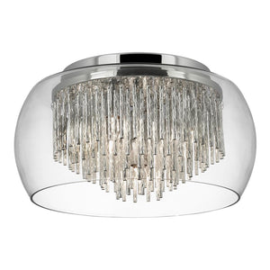 Searchlight Curva Glass Shade Semi Flush 4 Light Aluminium Spiral Tubes