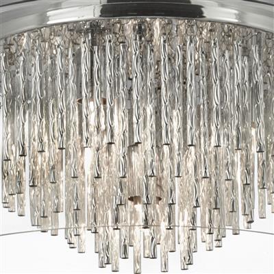 Searchlight Curva Glass Shade Semi Flush 4 Light Aluminium Spiral Tubes - Comet Lighting