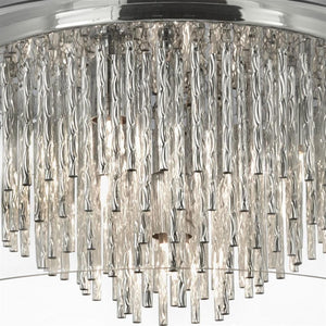 Searchlight Curva Glass Shade Semi Flush 4 Light Aluminium Spiral Tubes