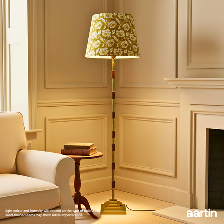 AARTIN CLOVER FLOOR LAMP IN ANTIQUE BRASS & WOOD (BASE ONLY)