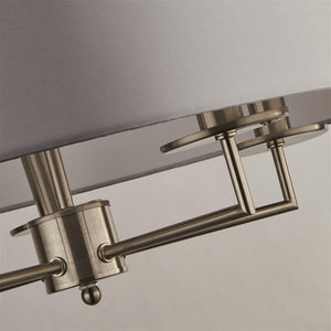 Georgeham 5Lt Pendant Ceiling Light Satin Silver w/ Silver Faux Silk Shade - Comet Lighting