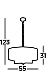 Georgeham 5Lt Pendant Ceiling Light Satin Silver w/ Silver Faux Silk Shade - Comet Lighting