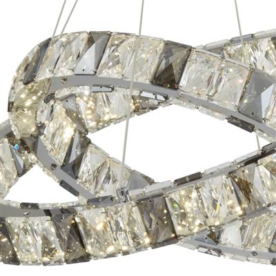 Optica 2Lt LED Pendant - Clear & Smokey Crystal - Comet Lighting