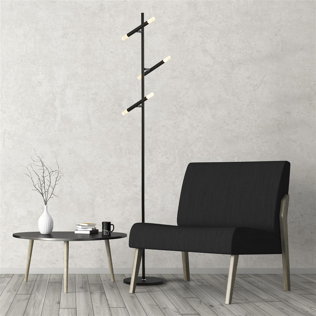 Wands 3Lt LED Floor Lamp - Black Metal & Acrylic