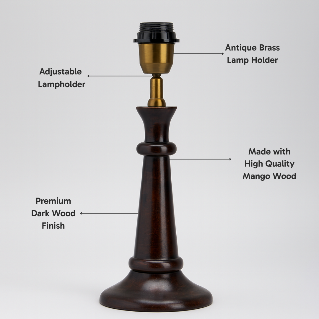 AARTIN FABLE TABLE LAMP IN WOOD WITH DARK BROWN FINISH (BASE ONLY)