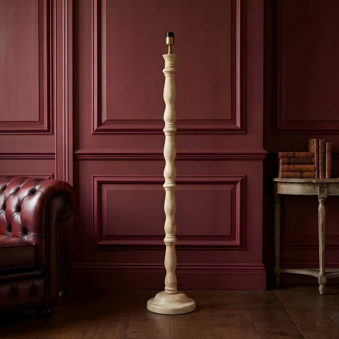 AARTIN Orla Wood Floor Lamp - Whitewash Finish (Base Only)