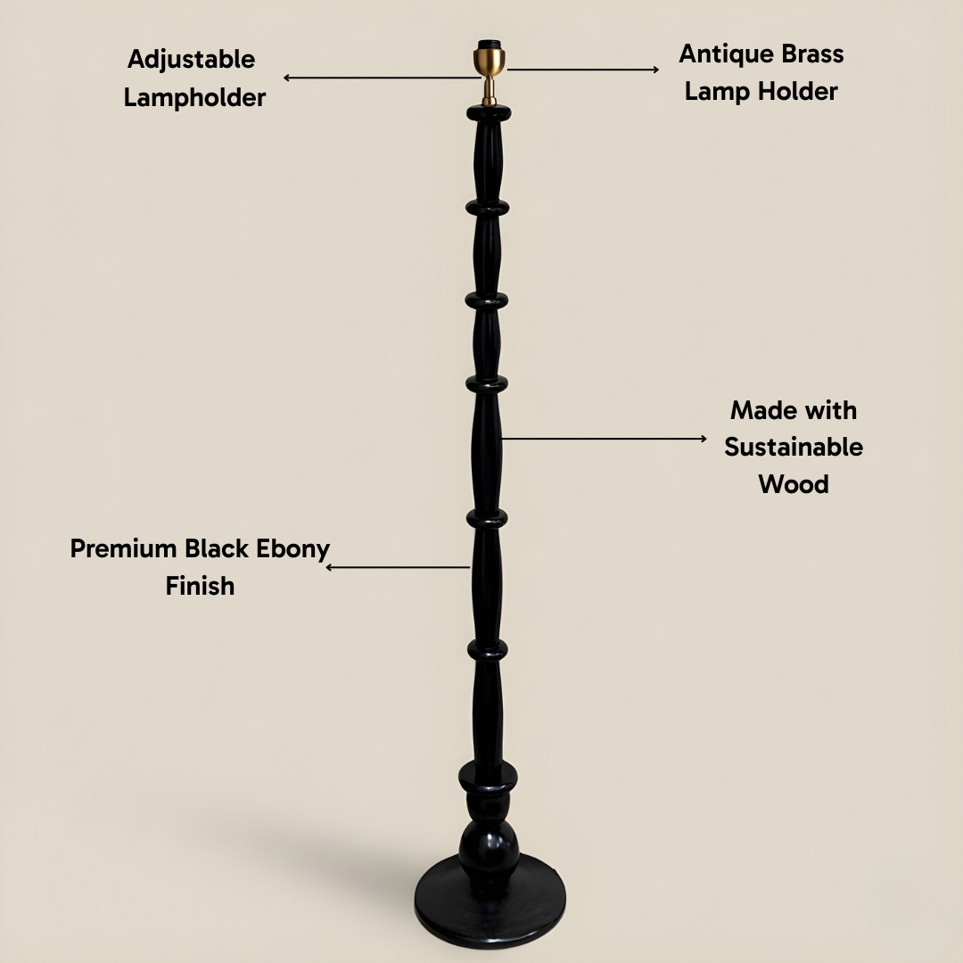 AARTIN HAZEL FLOOR LAMP IN WOOD WITH EBONY FINISH (BASE ONLY)