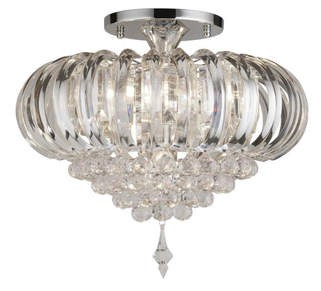 Searchlight Sigma Chrome 5 Light Semi-Flush Crystal Balls
