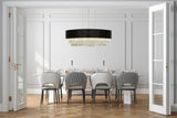 Glamour 8Lt Oval Pendant - Black Velvet & Clear Crystal - Comet Lighting