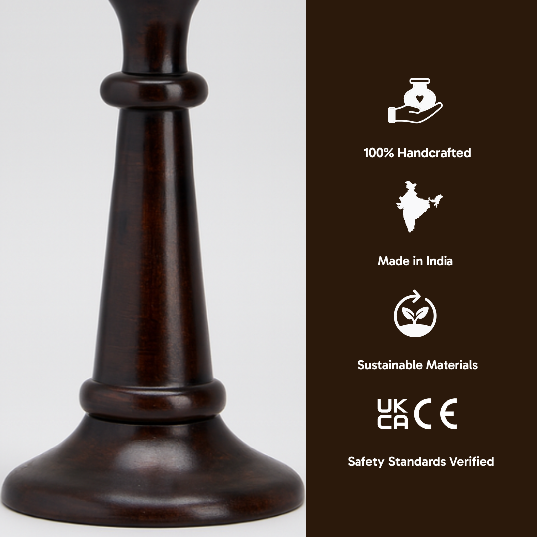 AARTIN FABLE TABLE LAMP IN WOOD WITH DARK BROWN FINISH (BASE ONLY)