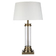 Searchlight Table Lamp Glass Column Base Cream Shade