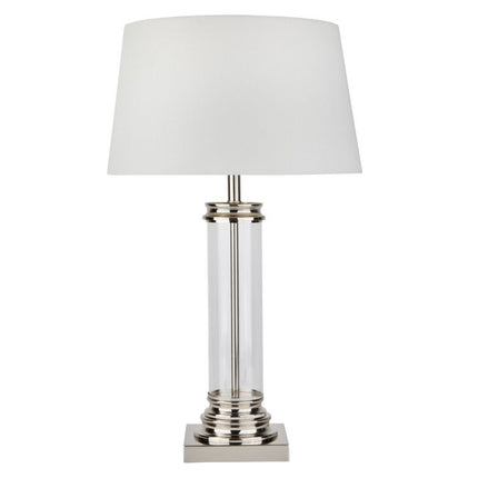 Searchlight Table Lamp Glass Column Silver Base Shade