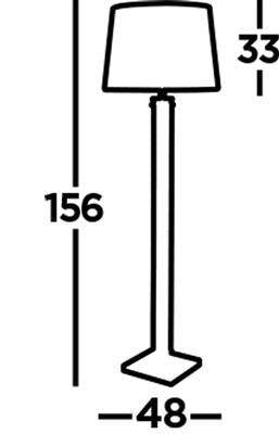 Pedestal Floor Lamp- Black Metal, Glass & White Fabric Shade