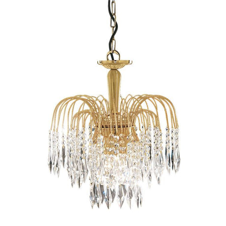 Searchlight Waterfall Gold 3 Light Ceiling Fitting Crystal 