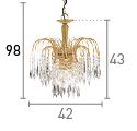 Searchlight Waterfall Gold 3 Light Ceiling Fitting Crystal 
