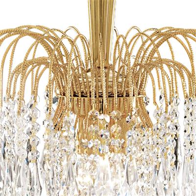 Searchlight Waterfall Gold 3 Light Ceiling Fitting Crystal