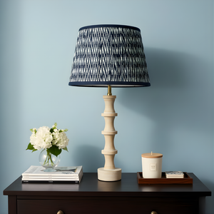 AARTIN Nova Wood Table Lamp With Blue Chevron Lampshade