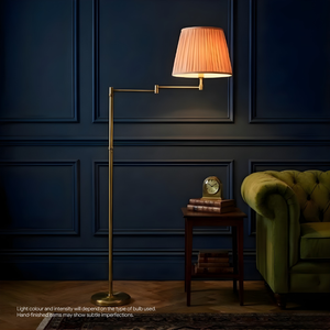 AARTIN Alpha Metal Floor Lamp With Light Pink Silk Lampshade